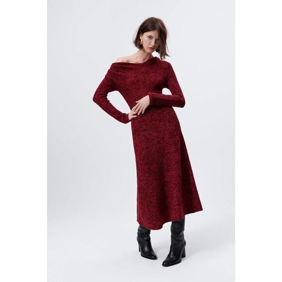 ZARA KNIT DRESS WITH RUCHED SHOULDER - Picture 10 of 11
